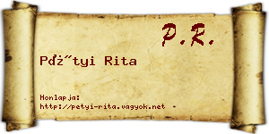Pétyi Rita névjegykártya